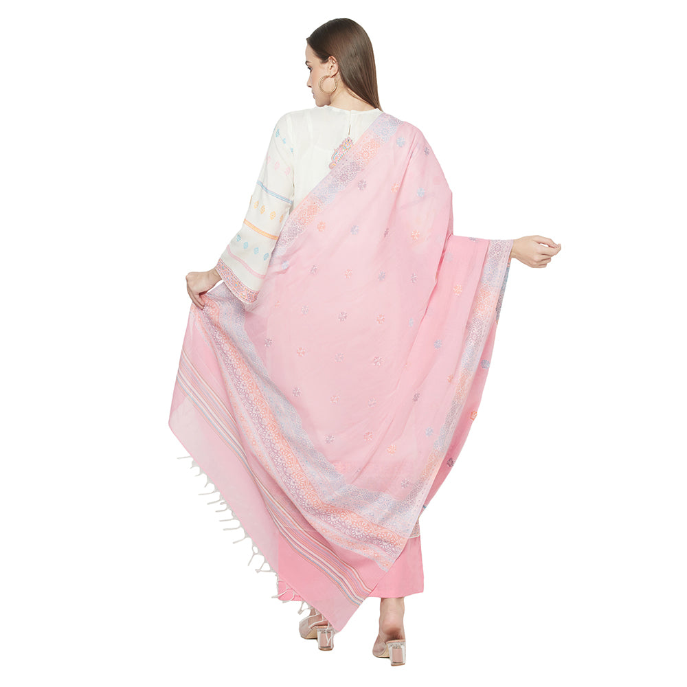 Cotton Jacquard Zari Woven Pick Dress Material with Cotton Silk Dupatta