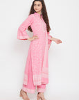 Cotton Jacquard Zari Woven Pink Dress Material with Cotton Silk Dupatta