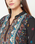 Cotton Jacquard Zari Woven Black Dress Material with Cotton Silk Dupatta