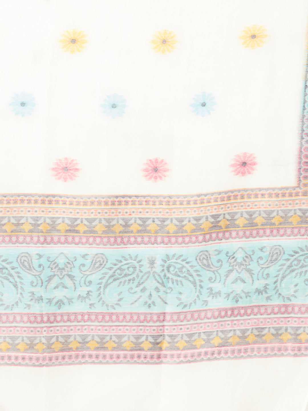 Cotton Jacquard Zari Woven Navy Dress Material with Cotton Silk Dupatta