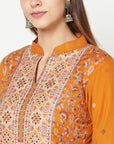 Cotton Jacquard Zari Woven Mustard Dress Material with Cotton Silk Dupatta