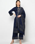 Acro Wool Navy Dress Material with Stole