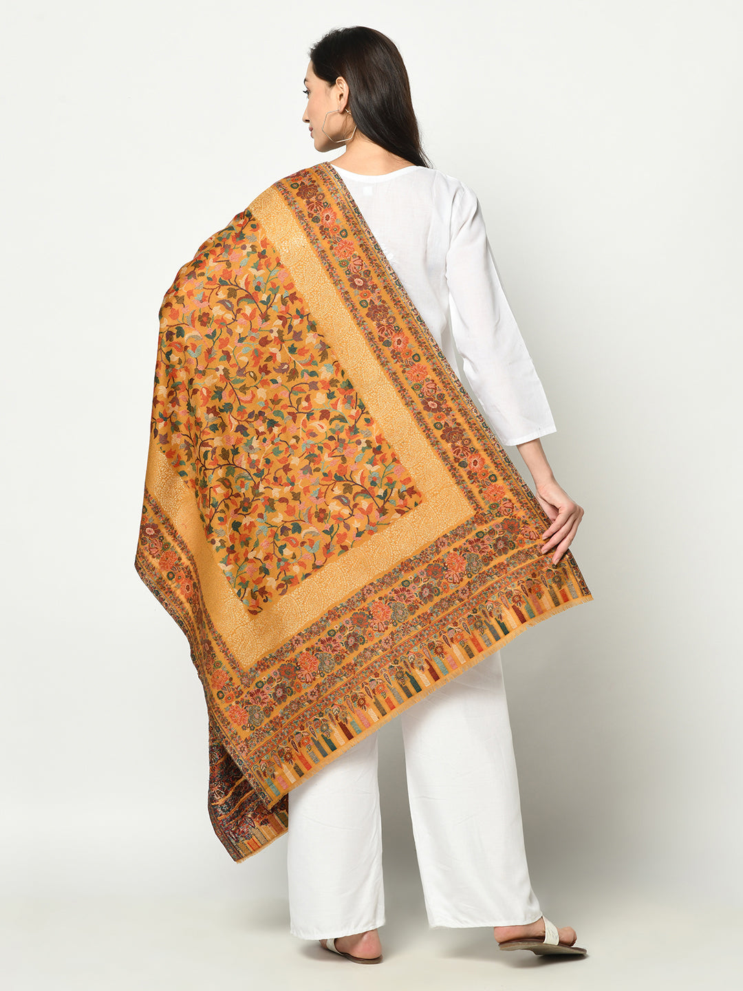 Safaa Viscose Acrylic Fabric Women&#39;s Mustard Stole